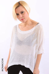 Ariel Batwing Waffle Mesh Knit Top