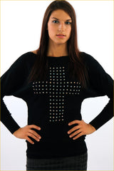 Embellished Cross Fine Knit Jumper