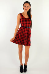 Checked Skater Mini Dress