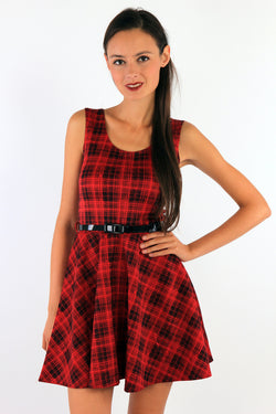 Checked Skater Mini Dress