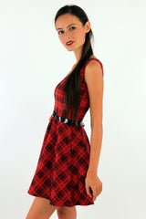 Checked Skater Mini Dress