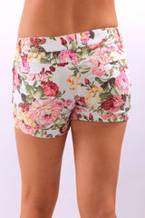 Floral Print Denim Shorts