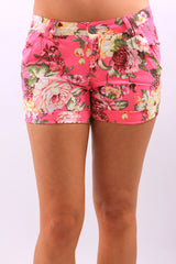 Floral Print Denim Shorts