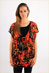 Abstract Print Longline Top