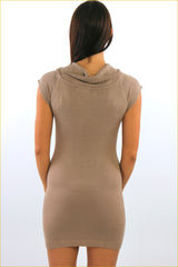 Cowl Neck Fine Knit Mini Dress